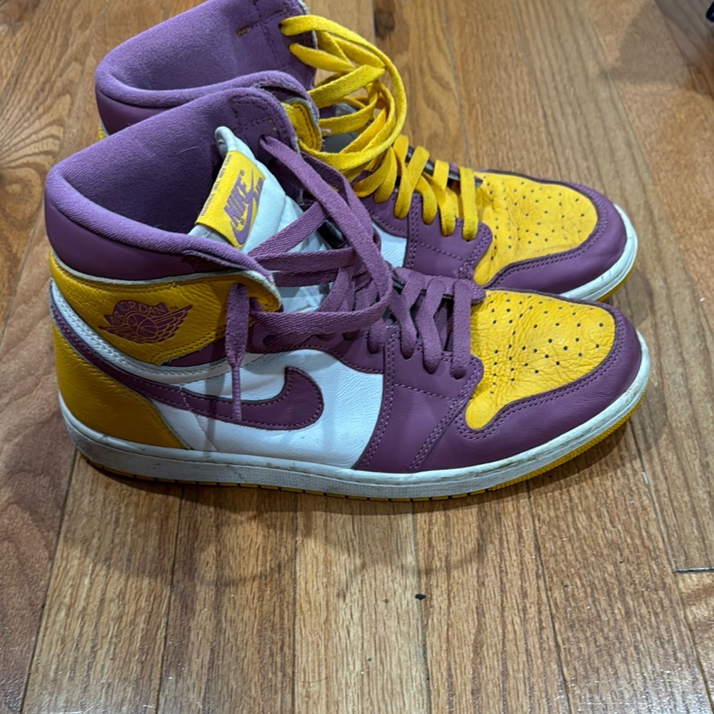 Jordan 1s in Purple and Yellow